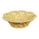 Yellow openwork woven earthenware basket