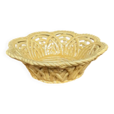 Yellow openwork woven earthenware basket