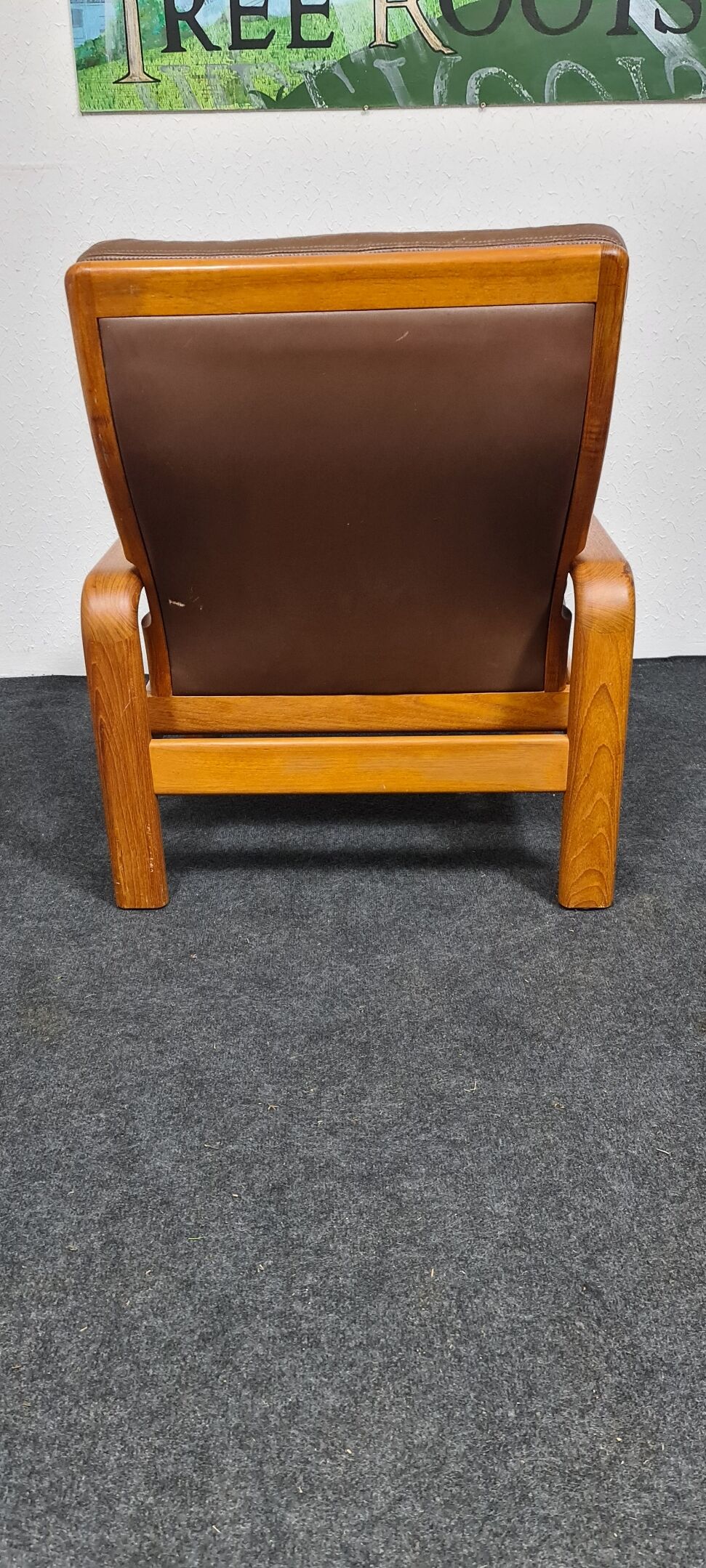 Brown leather Danish design arm chair by I Olsen&son Mobelfabrik