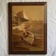Table 45x60, Restored, Seascape, Wood marquetry