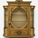 French antique Louis XVI display cabinet in gilded wood with curved glass sides.