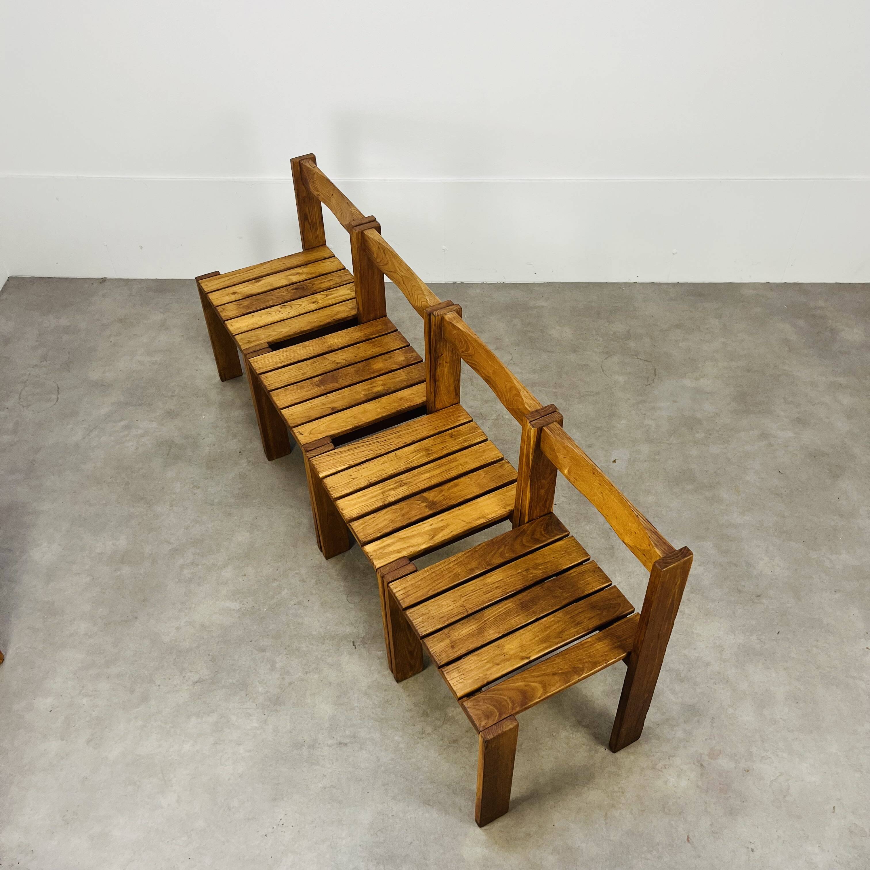 4 minimalist pine chairs Les Arcs, 1960s