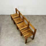 4 minimalist pine chairs Les Arcs, 1960s