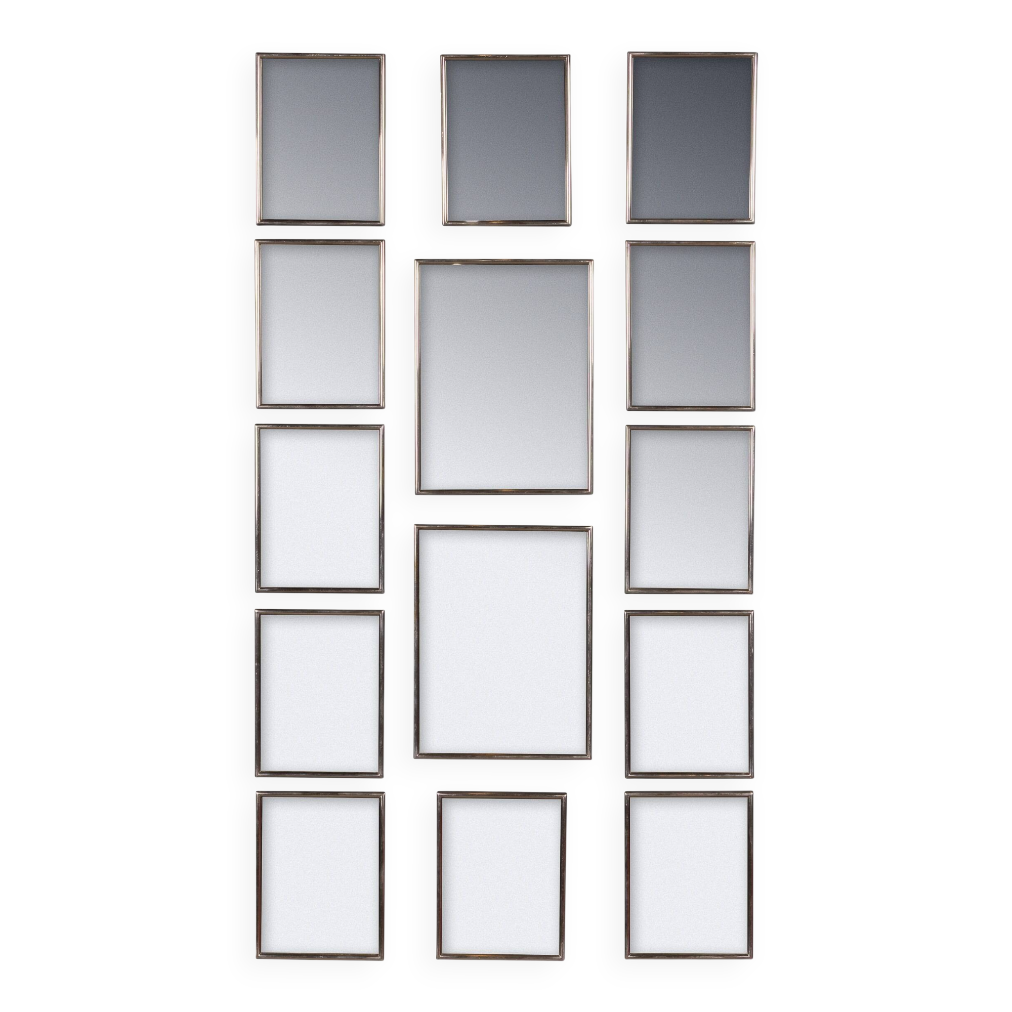 Vintage 20thC Italian Collection Of White Metal Framed Mirrors c.1950