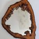 Vintage mirror with live edges in burl wood, signed, 1970s, 36 cm