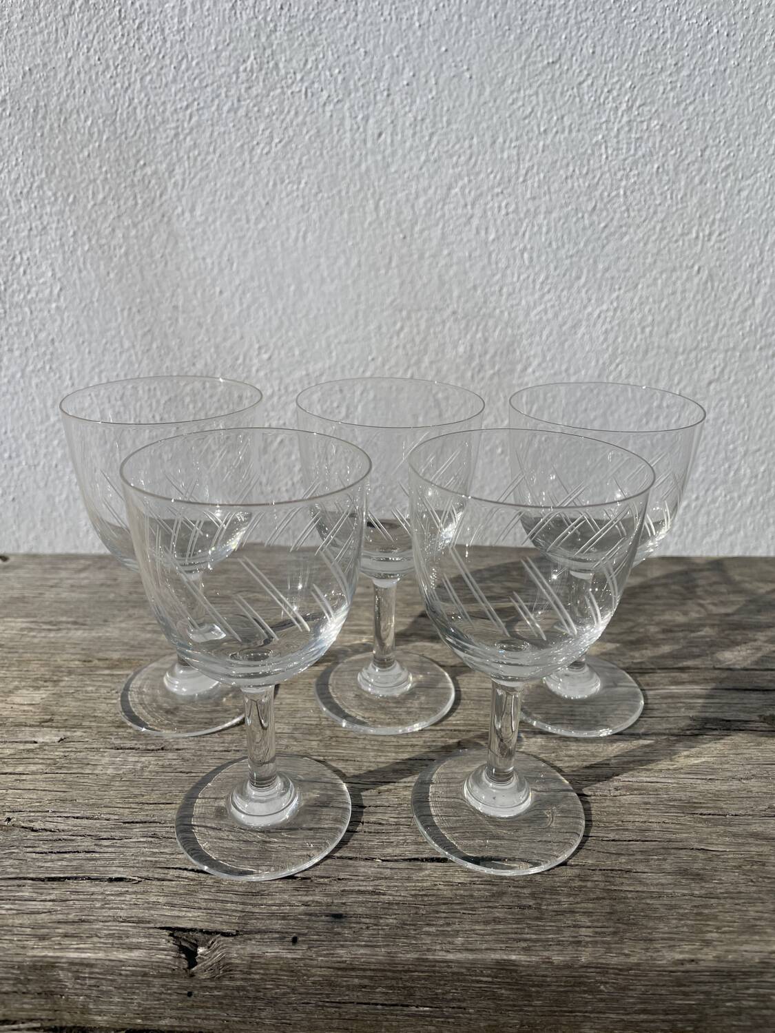 5 cut crystal stemmed glasses