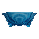 Verre Art déco rare Josef Inwald avec bol à pieds en forme de poisson - Magnifique bleu intense