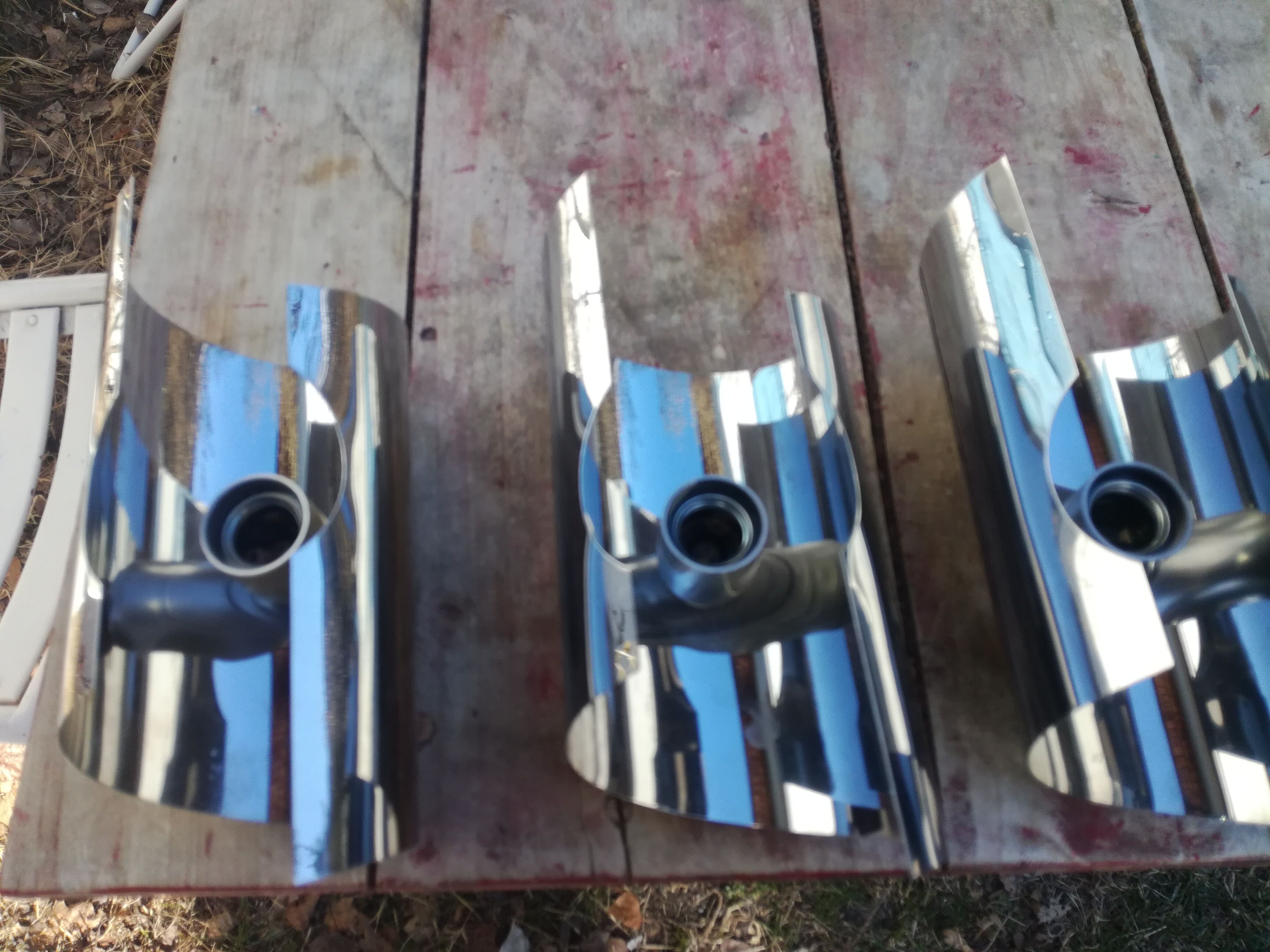 Four 70s chrome wall light