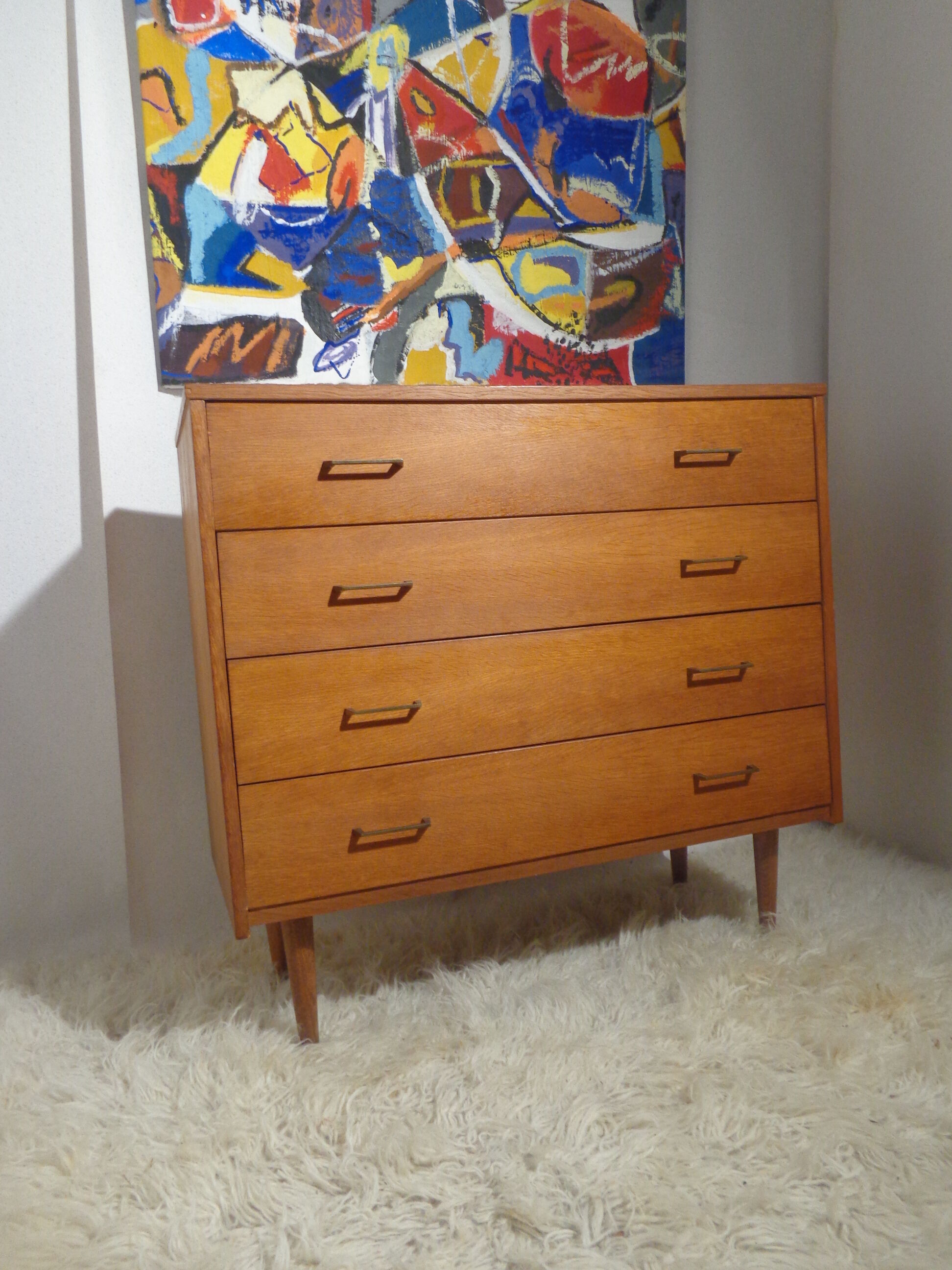 Chest of drawers vintage from the 60s in light wood