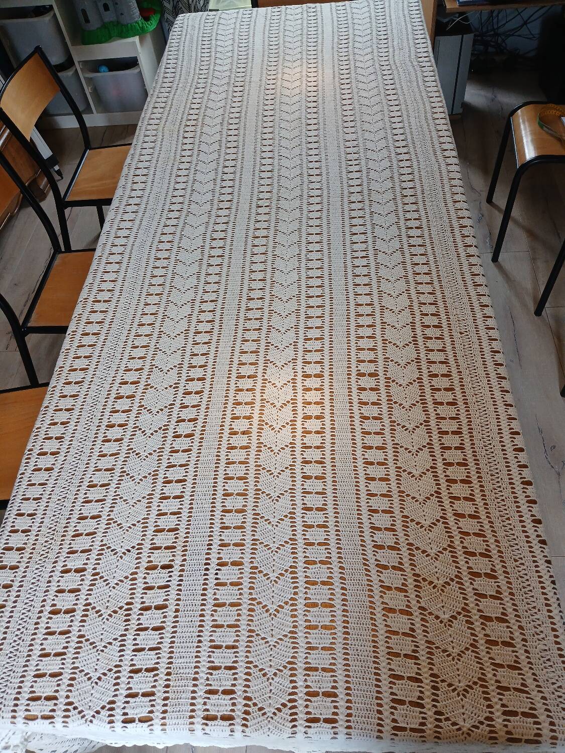 Dessus de lit ancien en crochet fait main