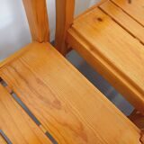Set of 6 vintage Les Arcs chairs in pine from the 60s 70s