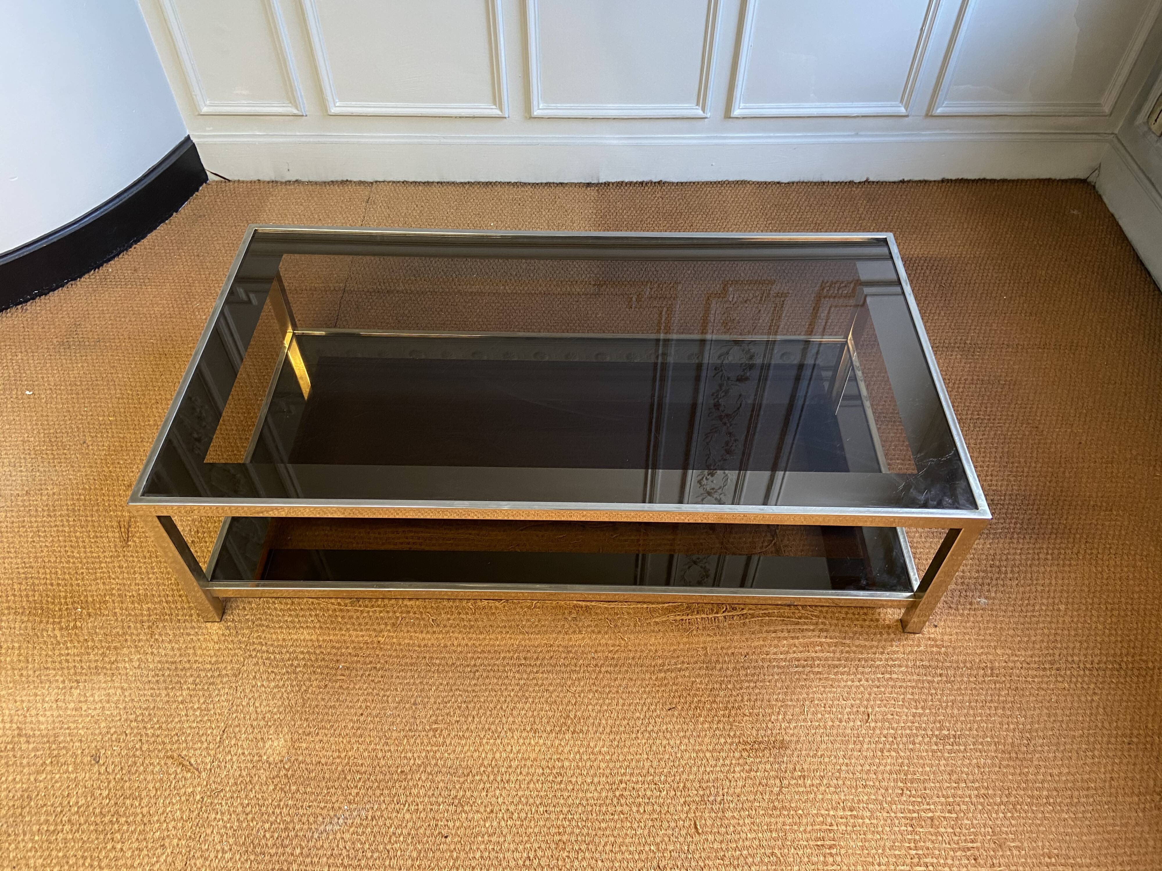 Belgo Chrome gold coffee table at 23K gold, 1970