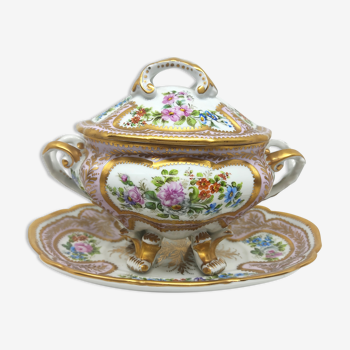 Soupière porcelaine limoges peinte à la main