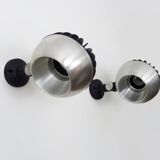 Pair of adjustable chrome eyeball wall lights. Diameter 17 cm - 6.69 " 70s-80s