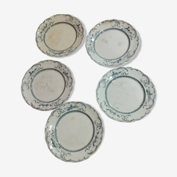 Lot de 5 assiettes anciennes ridgways royal semi porcelain england delft