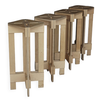 Vintage Plywood Barstools. Set of 4