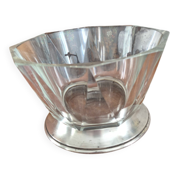 Coupe en verre serviteur à caviar vintage 70's