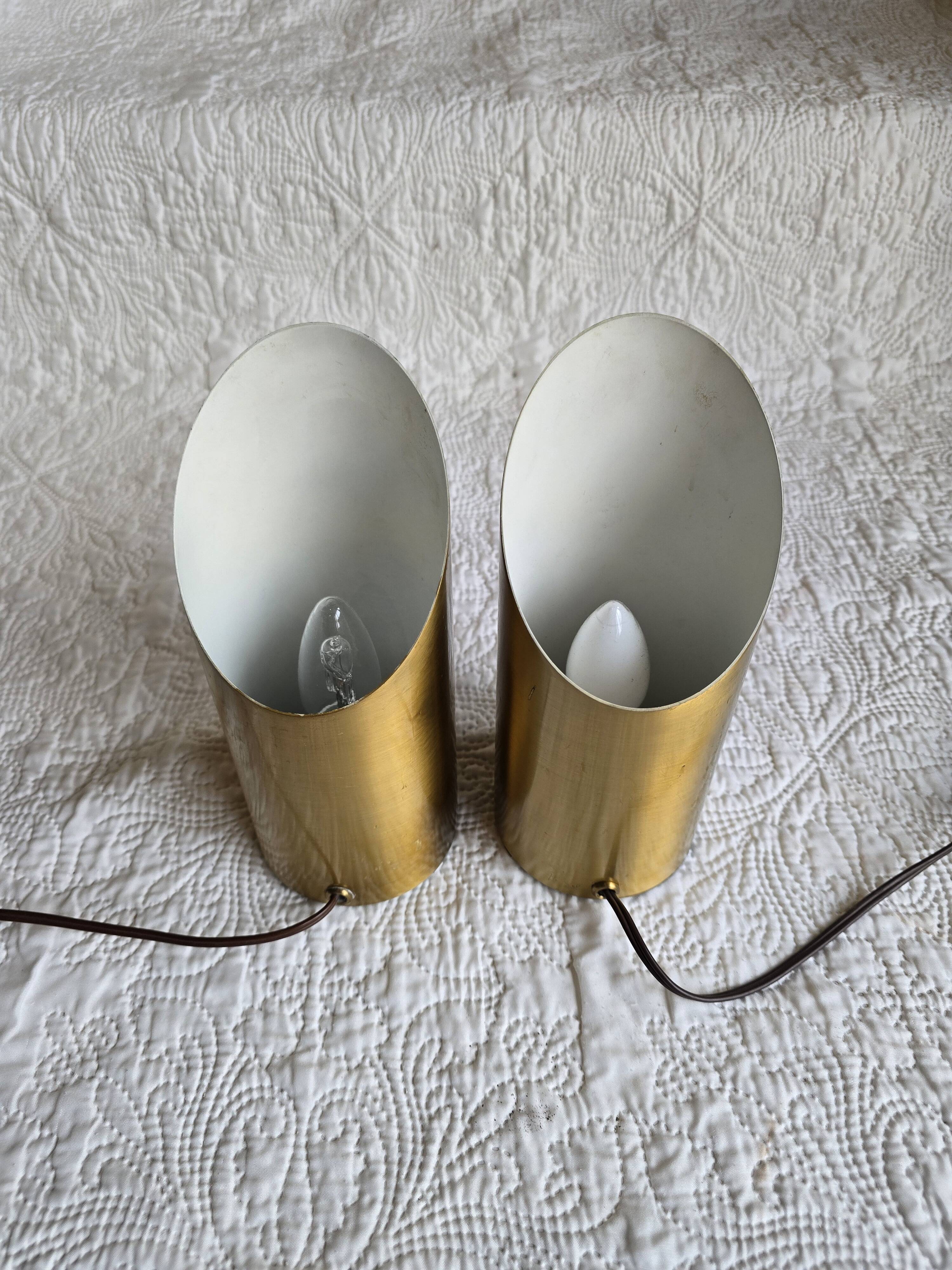 Pair of lamps signed by Jean Perzel – cylindrical with an oblique opening.