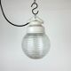 Industrial white porcelain pendant light with ribbed glass, 1970s