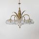 XL Clear Murano Glass and Brass Chandelier, Liberty-Style Organic Leaf Design, Italian 1960s