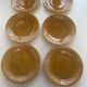 6 flat plates slip, enamelled ceramic ochre, mustard yellow, stamped Gien