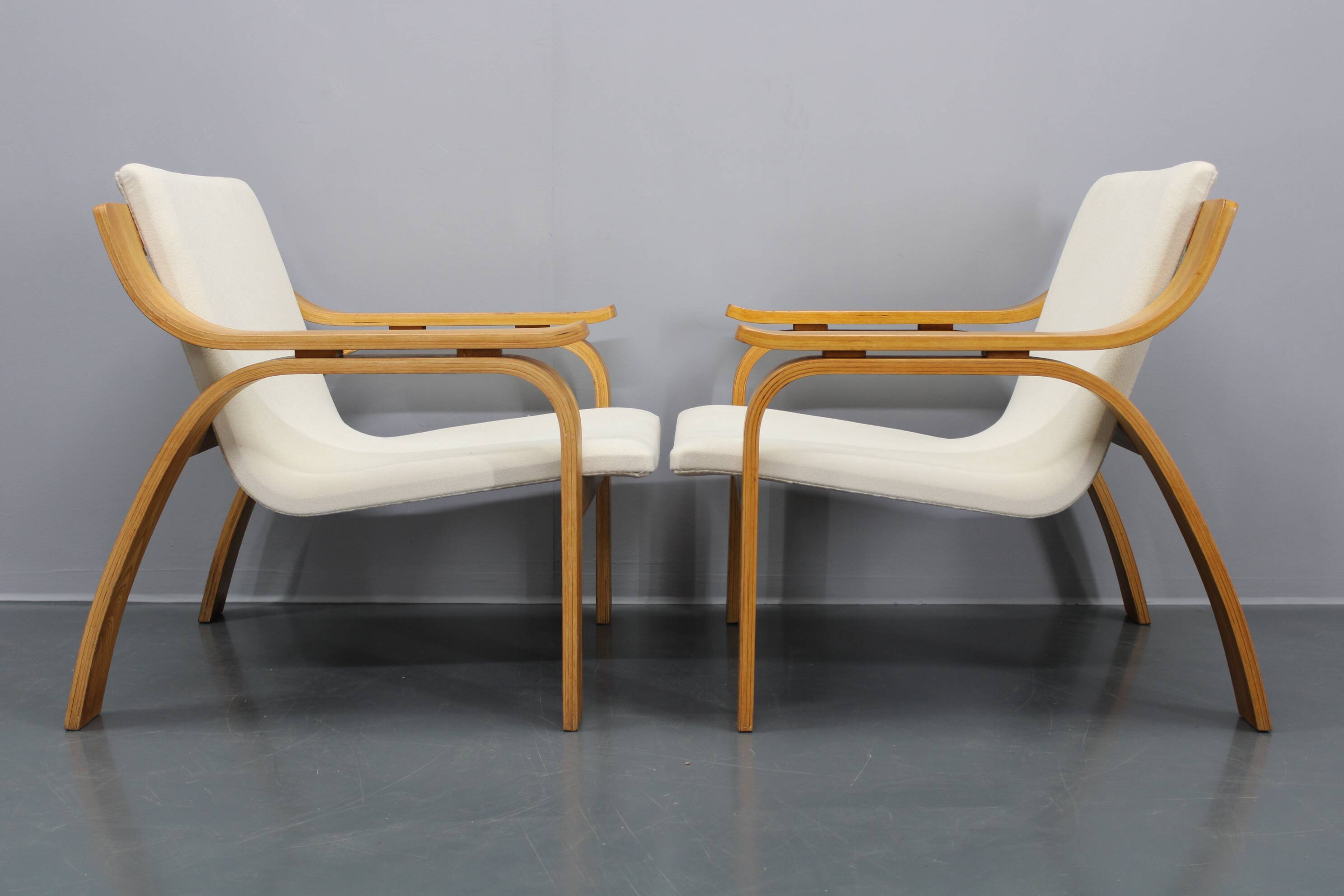 1970s Pair of Rare Restored Armchairs in the Style of Marco Zanuso, Czechoslovakia