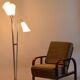 Czech Art Deco Floor Lamp in Chrome, Opal Glass and Lacquered Wood, 1930s
