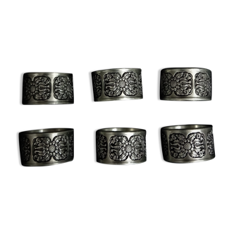 Six rings of pewter napkins from Royal Selangor