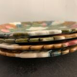 4 old and numbered dessert plates in slurry, strawberry model
