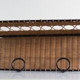 Coat rack 4 hooks in vintage rattan