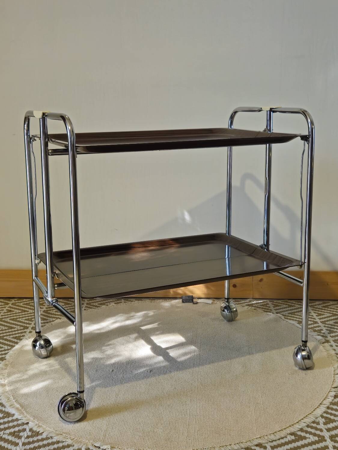 Vintage folding wheeled dessert trolley
