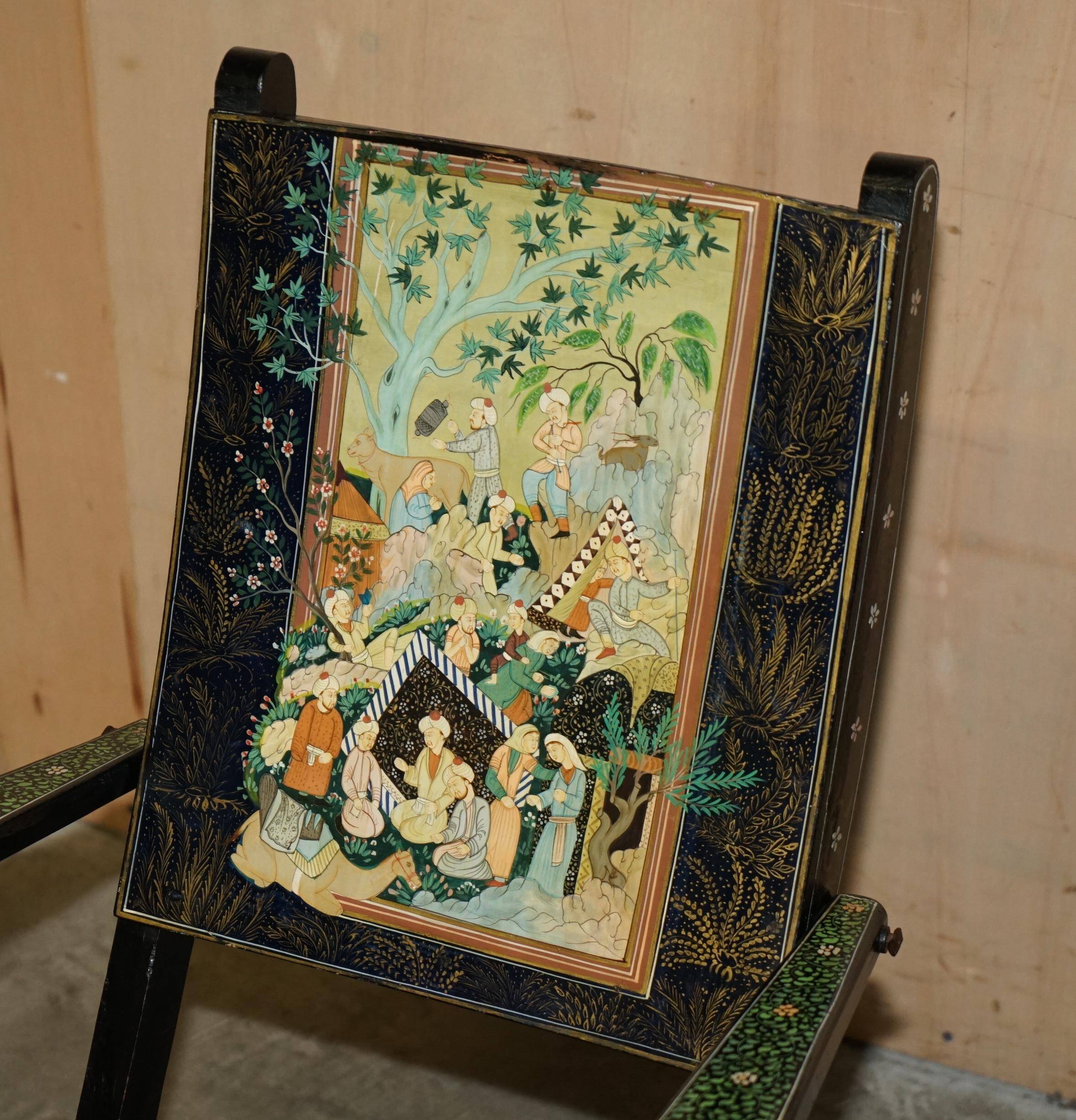 Vintage Anglo-Indian folding chair hand-painted.