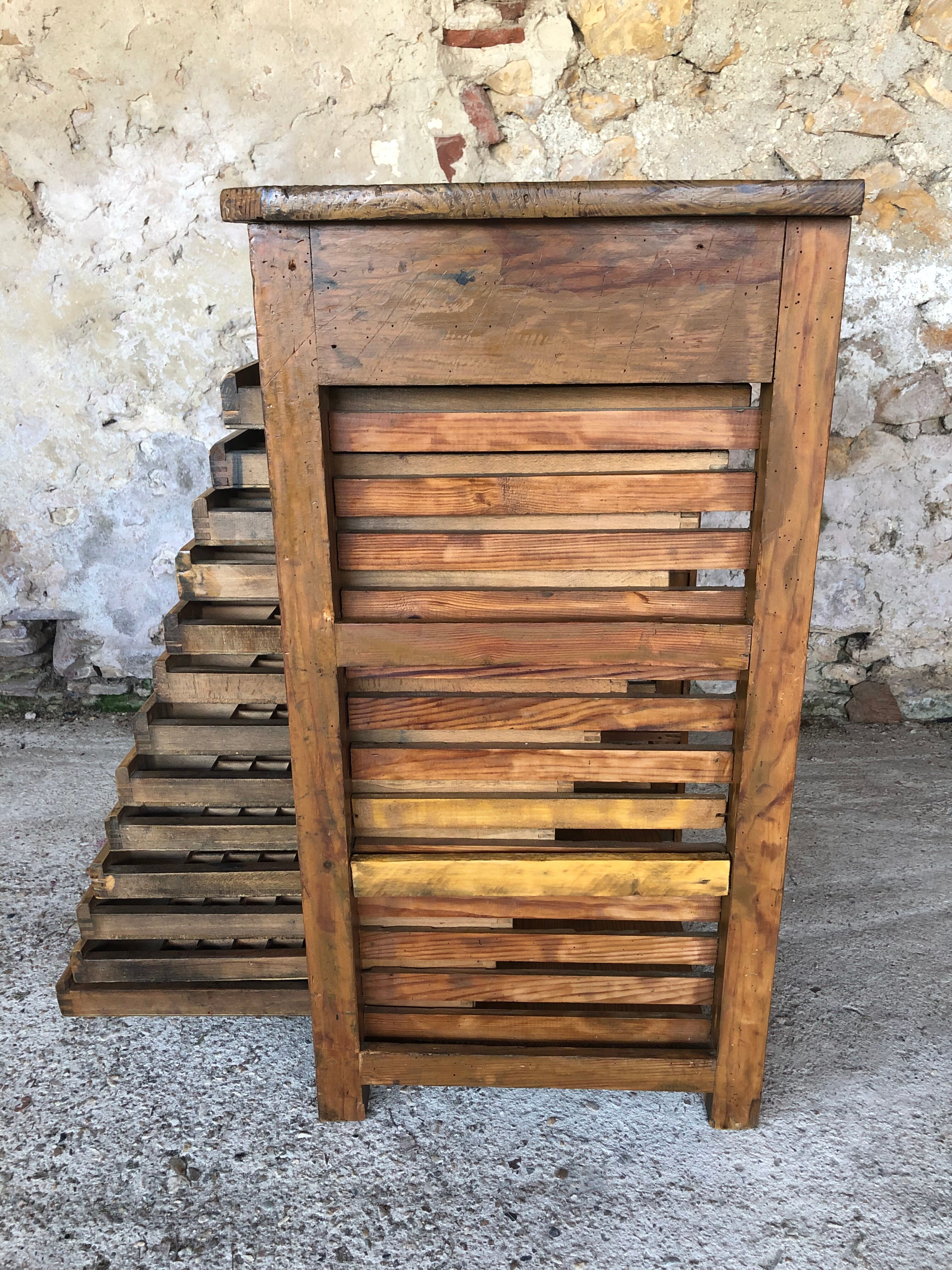 Oak craft cabinet has 13 drawers circa 40's / 50's