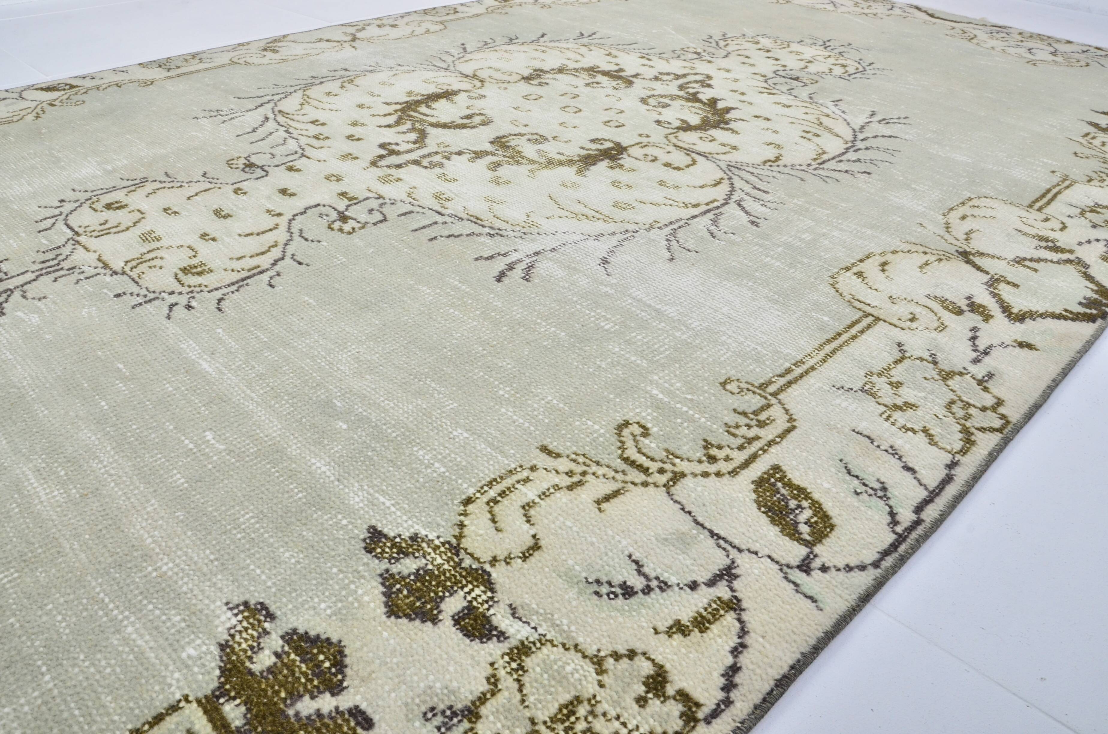 Green Vintage Turkish Floral Rug sku 3205
