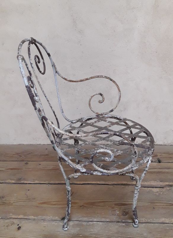 Xix° wrought iron garden armchair