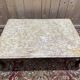 Louis XV style coffee table in walnut with a marble top.