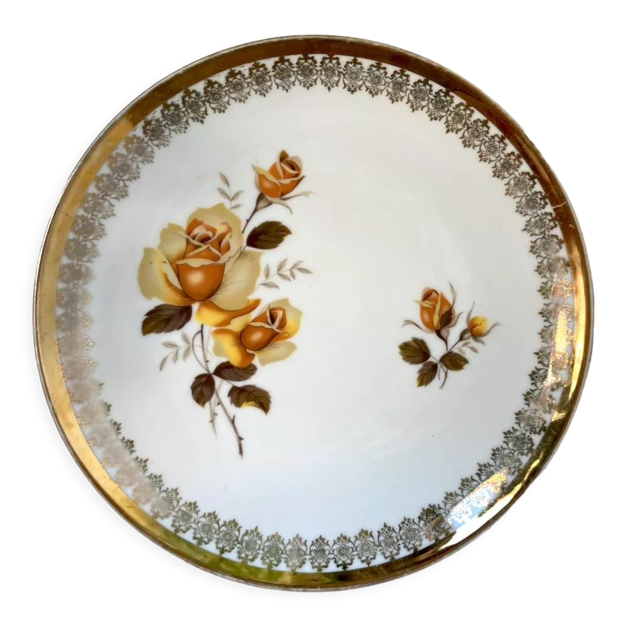 Vintage dish L.E.S Porcelain decorated with roses
