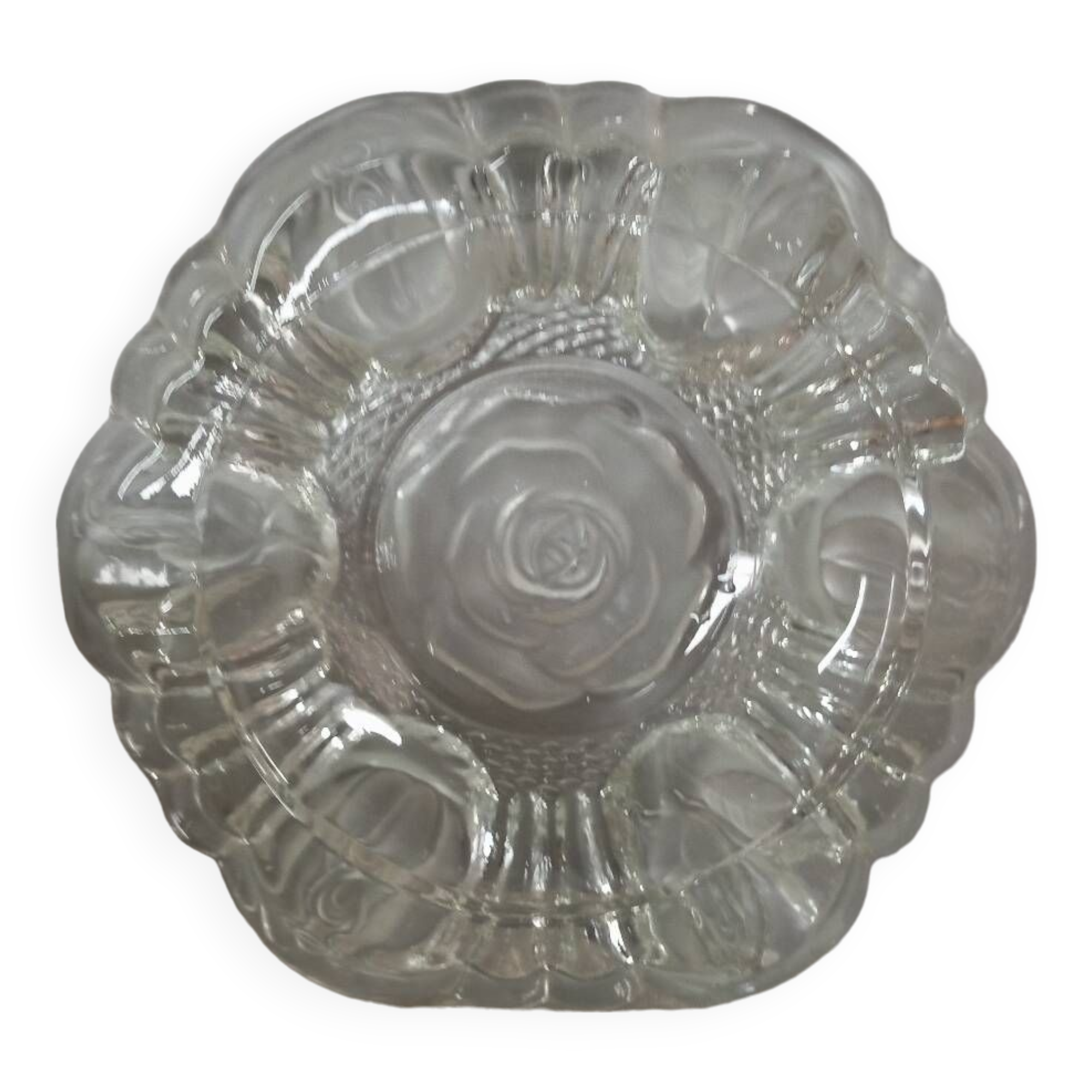 Ashtray thick glass flower pattern, art nouveau style