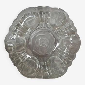 Ashtray thick glass flower pattern, art nouveau style