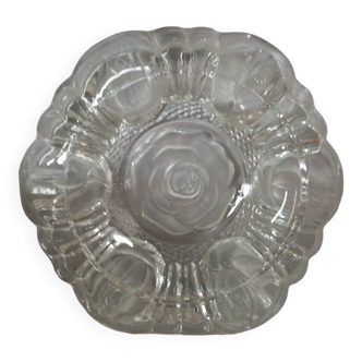 Cendrier vide-poche verre épais motif de fleurs, style Art nouveau