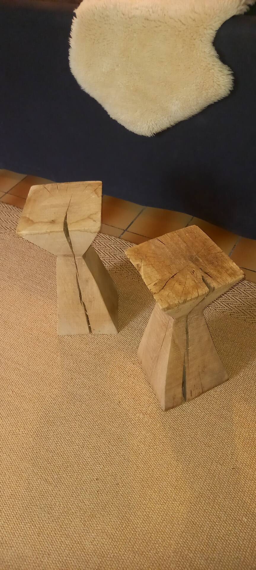 Set of 2 wooden plant stands.