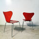 Pair of chairs 3107 by Arne Jacobsen for Fritz Hansen, 1976