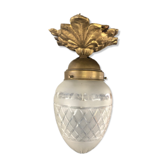 Bronze ceiling lamp and glassware