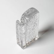 Mid-century Single Flower Textured Glass Block Bud Vase / Germany / 1960s
