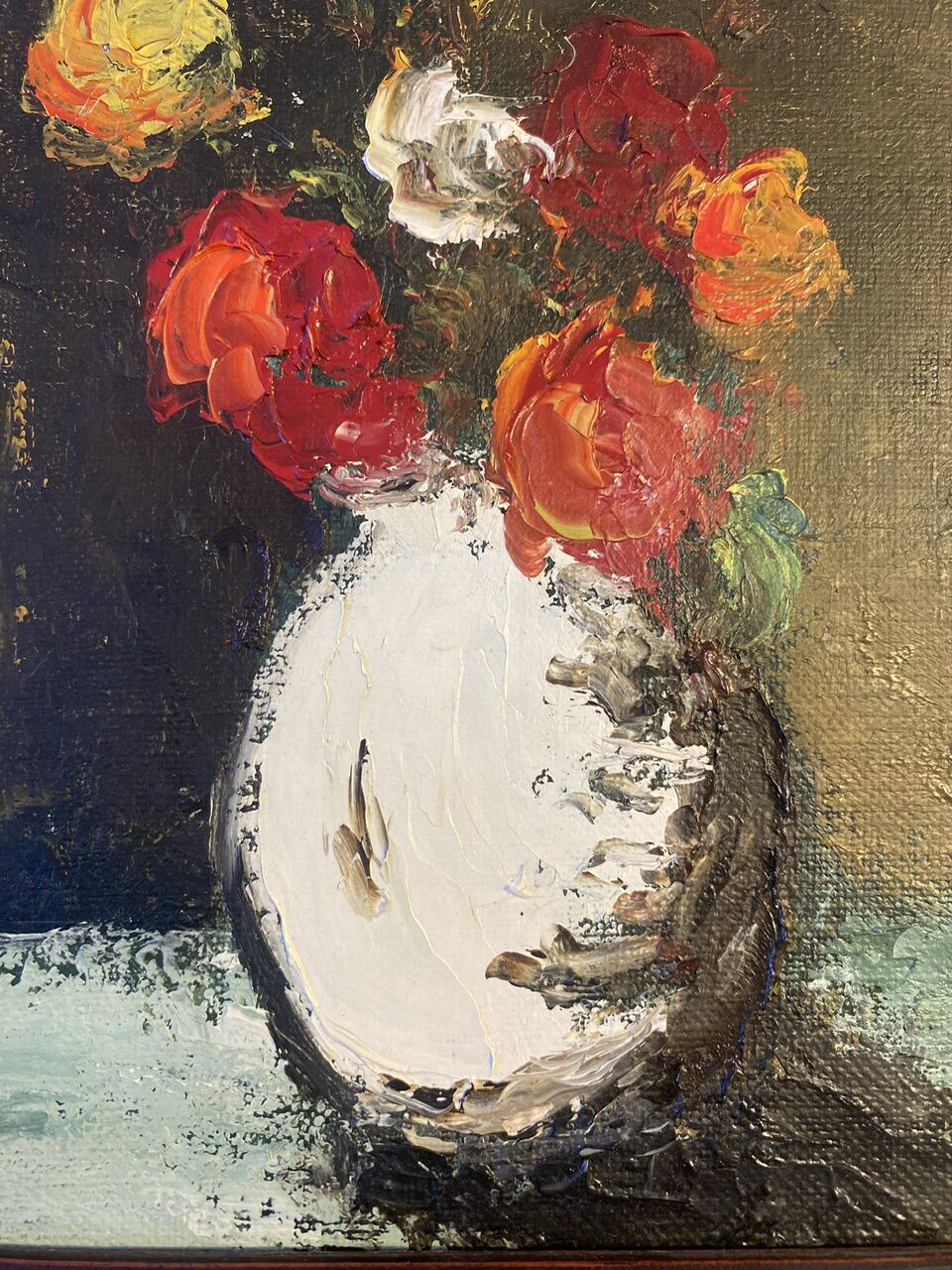 Old painting, still life with flowers signed Saint Alban, XX century