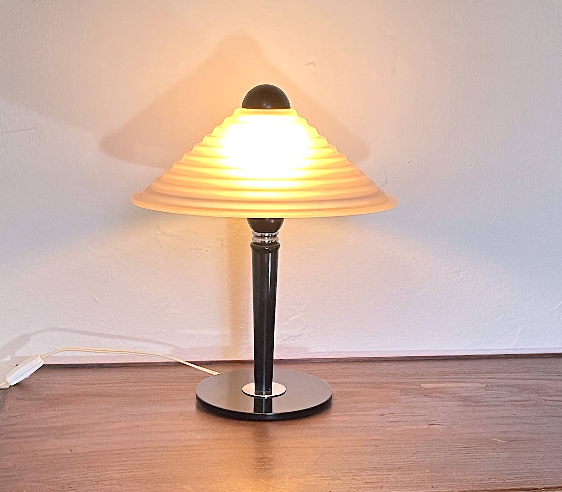 Metal and glass table lamp from Venice, Italy, 1980s