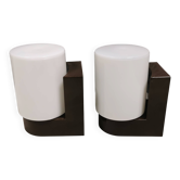 A set of vintage Wall Lamps in ABS Plastic and White Glass, Finland 1980s