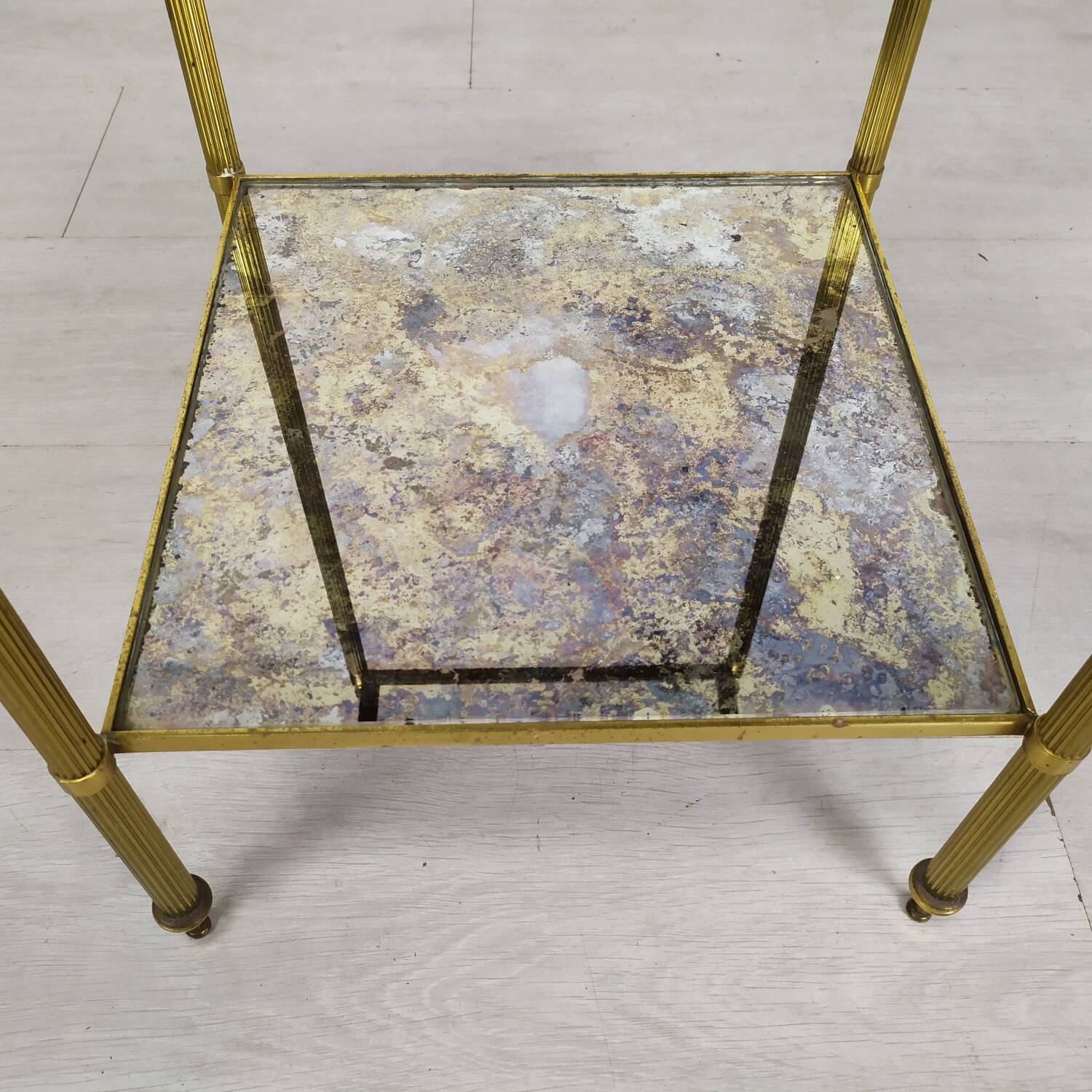 Brass glass side table