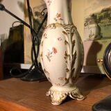 Pair of earthenware vases of sarreguemines with floral decoration