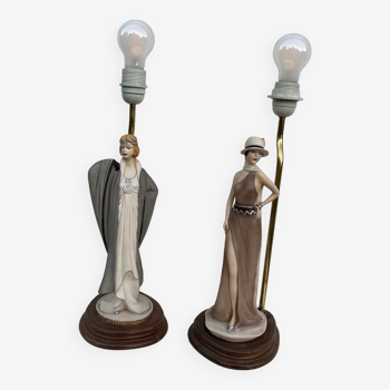 Lamps woman mannequin art deco - pair of 2 lamps